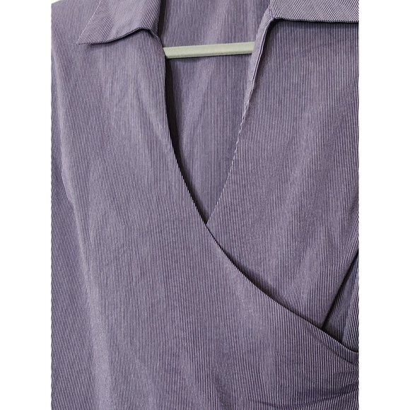 New York and Company Purple and White Stripe Blouse Size Med. Work Day Essential - Picture 3 of 7